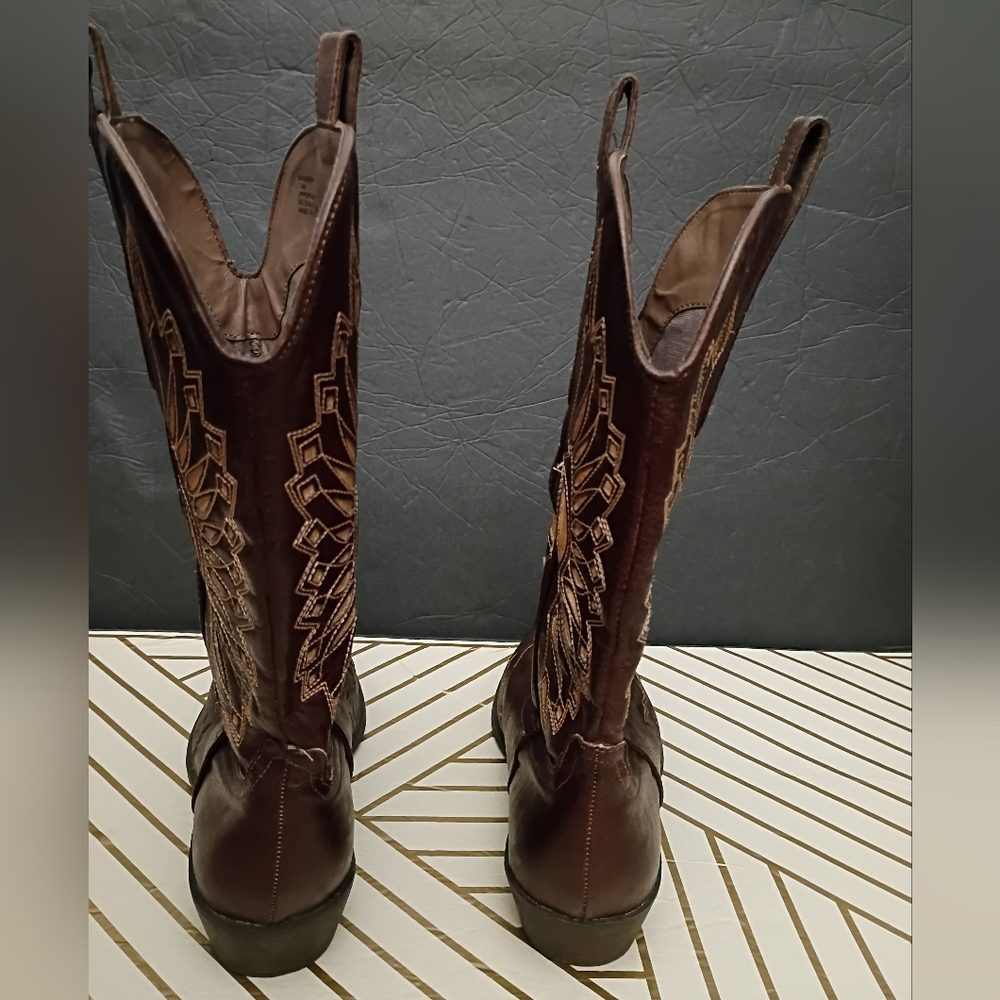 Coconuts by Matisse Dark Brown Embroidered Heeled Boots - Picture 8 of 12